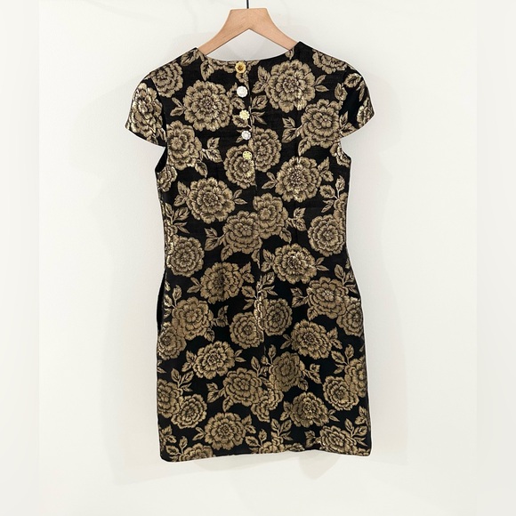 Sam Edelman Brocade Cap Sleeve Dress Black Size 4 - Picture 6 of 6